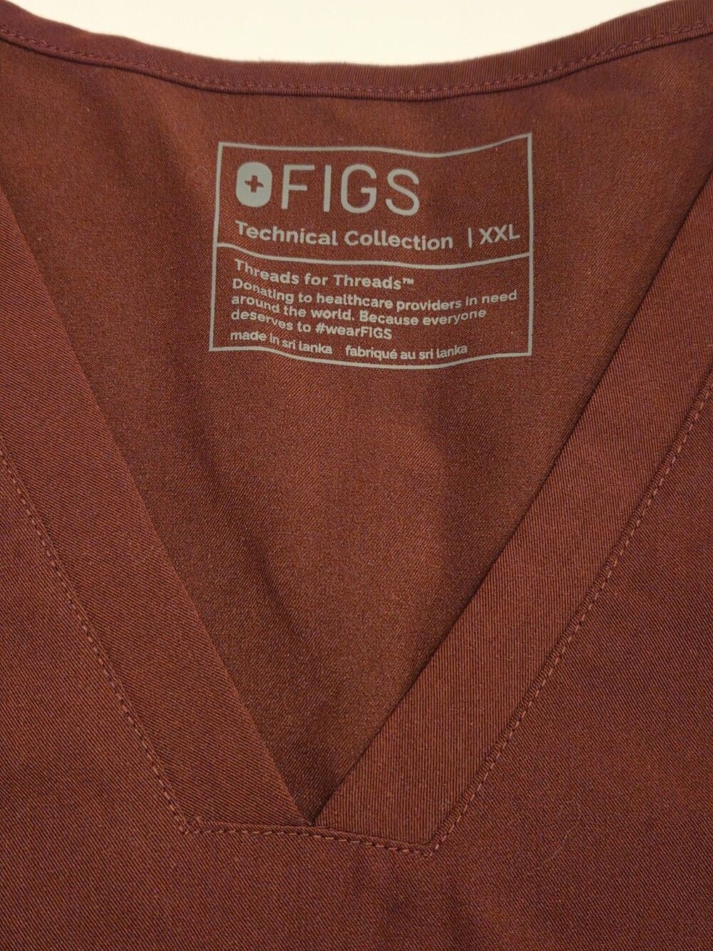 Figs Casma Scrub Top Womens XXL Burgundy V Neck Medical Nurse Uniform Hospital - Picture 4 of 7